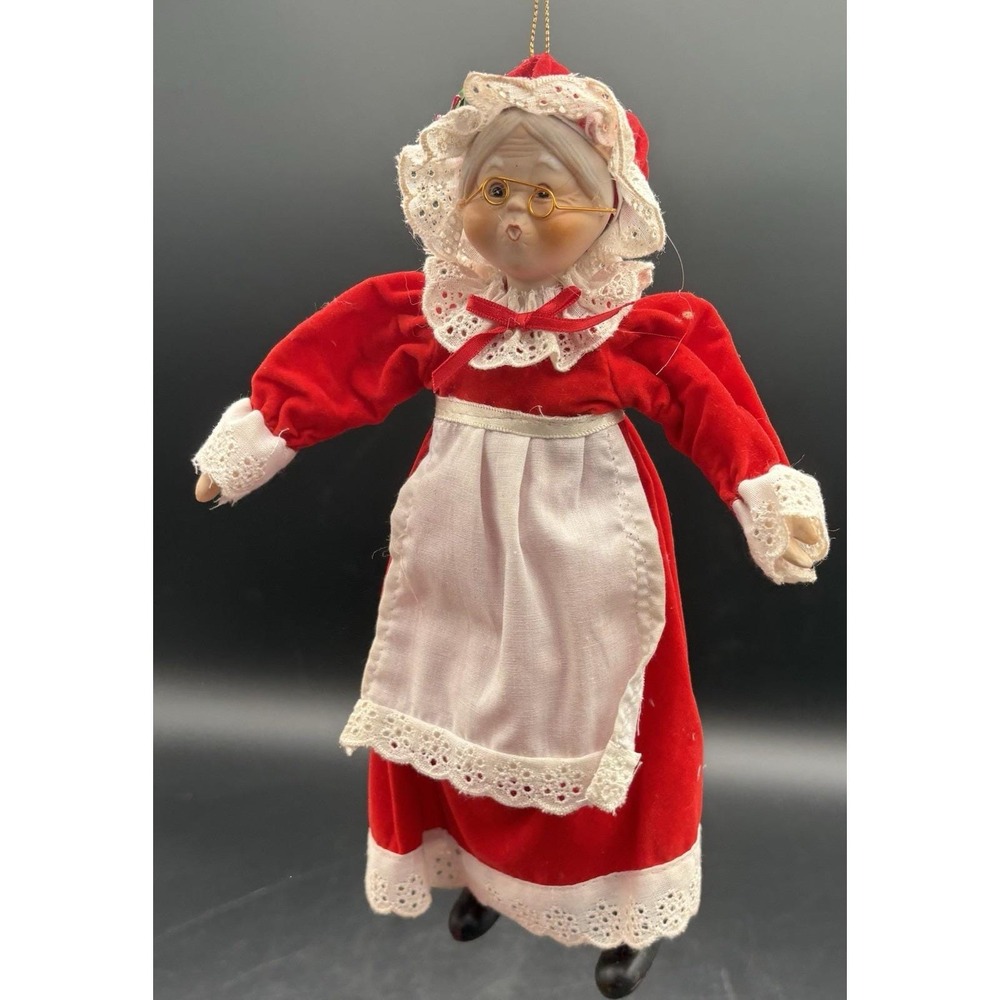 Vtg Mrs. Claus Ornament Porcelain
